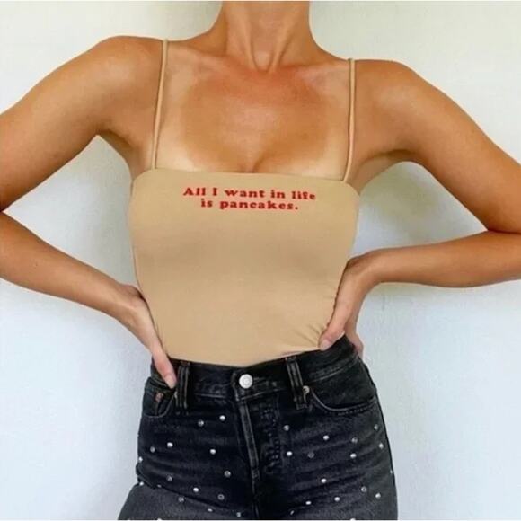 Zara All I Want In Life Is Pancakes Bodysuit Size Large NEW - Picture 1 of 9